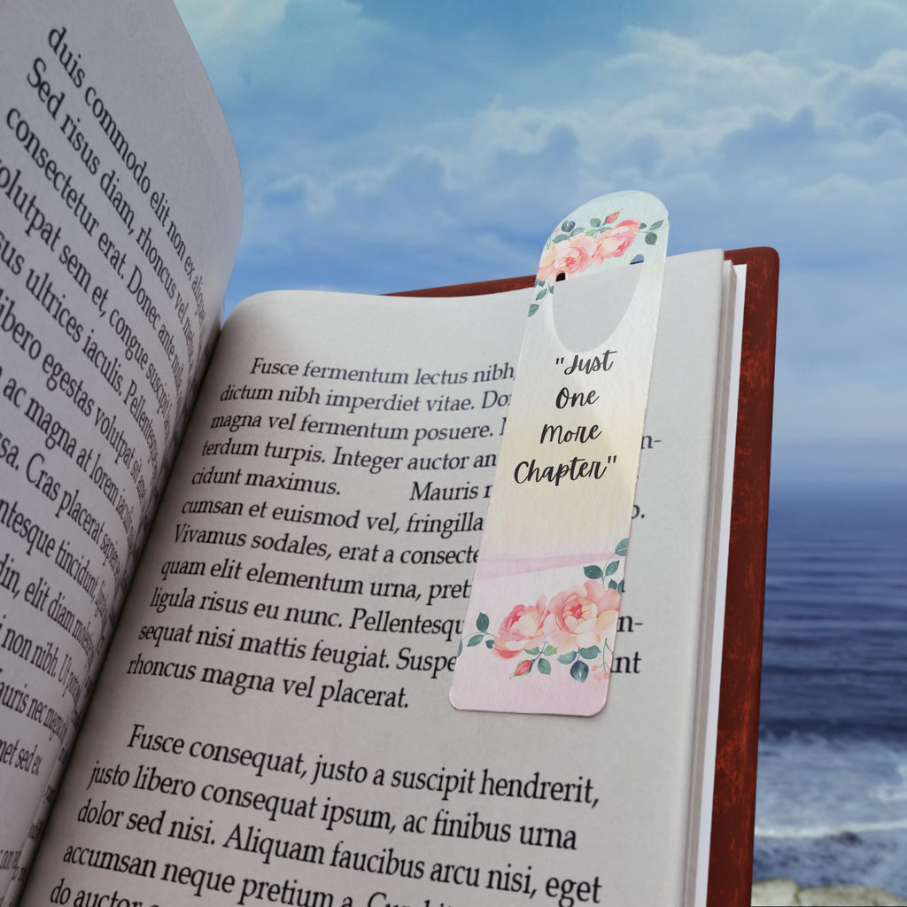 Floral "Just One More Chapter" Metal Bookmark — Pastel Reading Gift