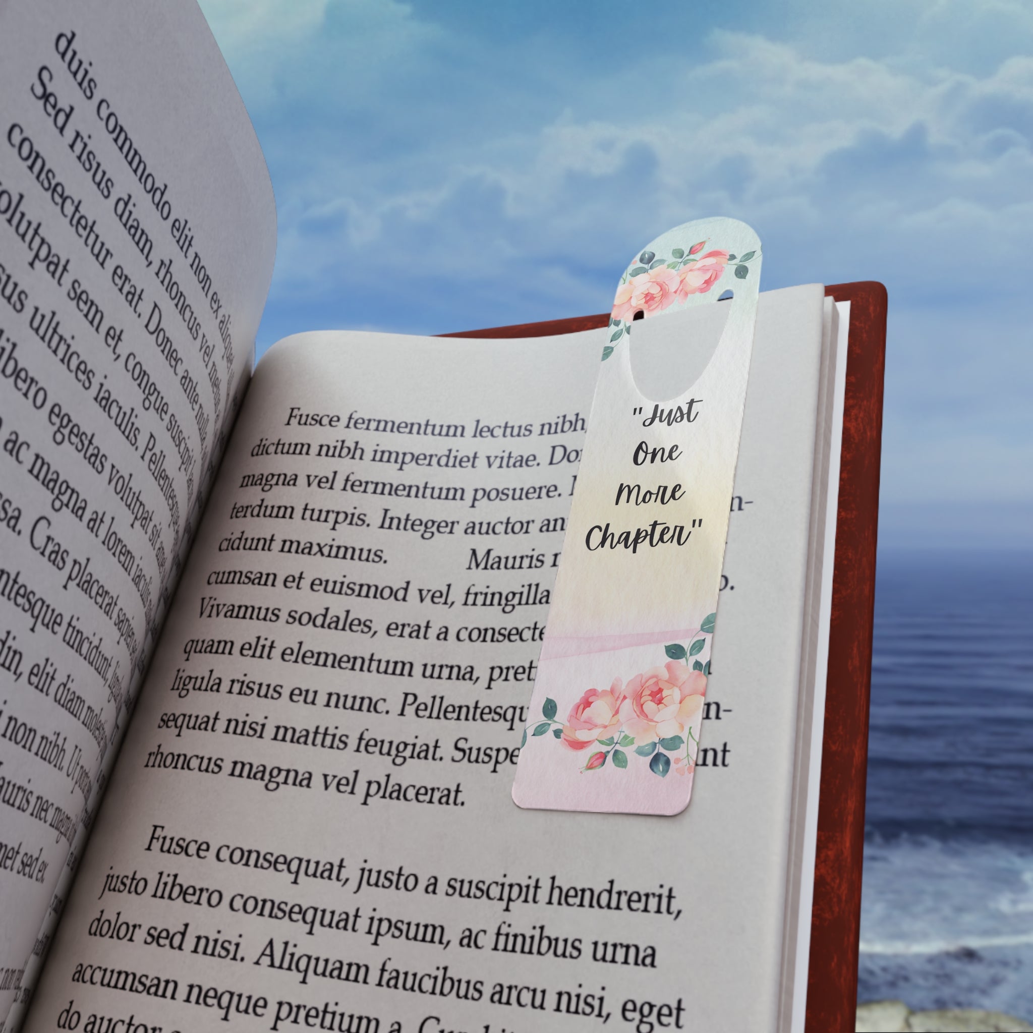 Floral "Just One More Chapter" Metal Bookmark — Pastel Reading Gift