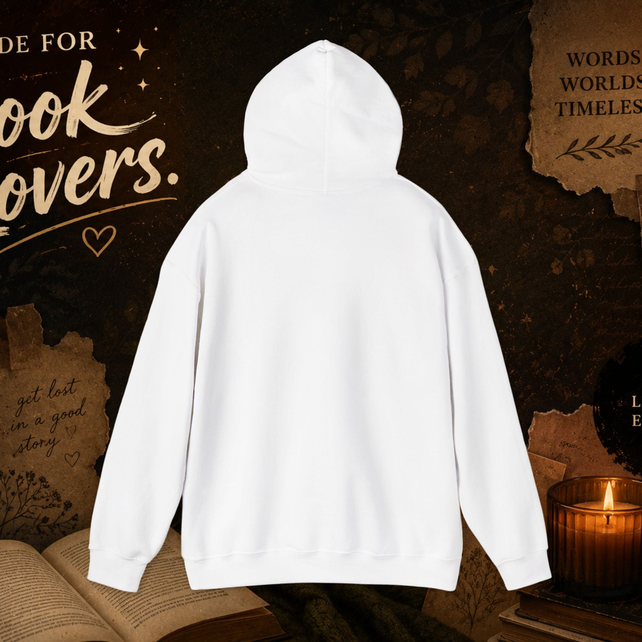 Book Lover Heart Hoodie — "Books" Script Chest Graphic