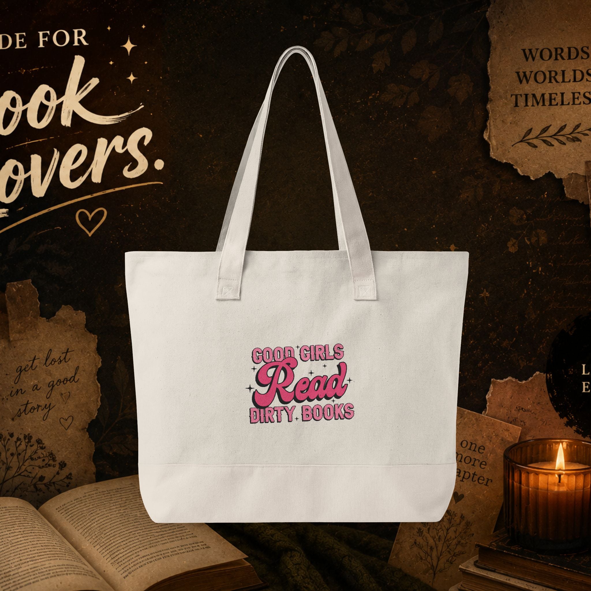 Book Club Zippered Canvas Tote — "Did You Finish?" / "Good Girls Read Dirty Books" Literary Tote