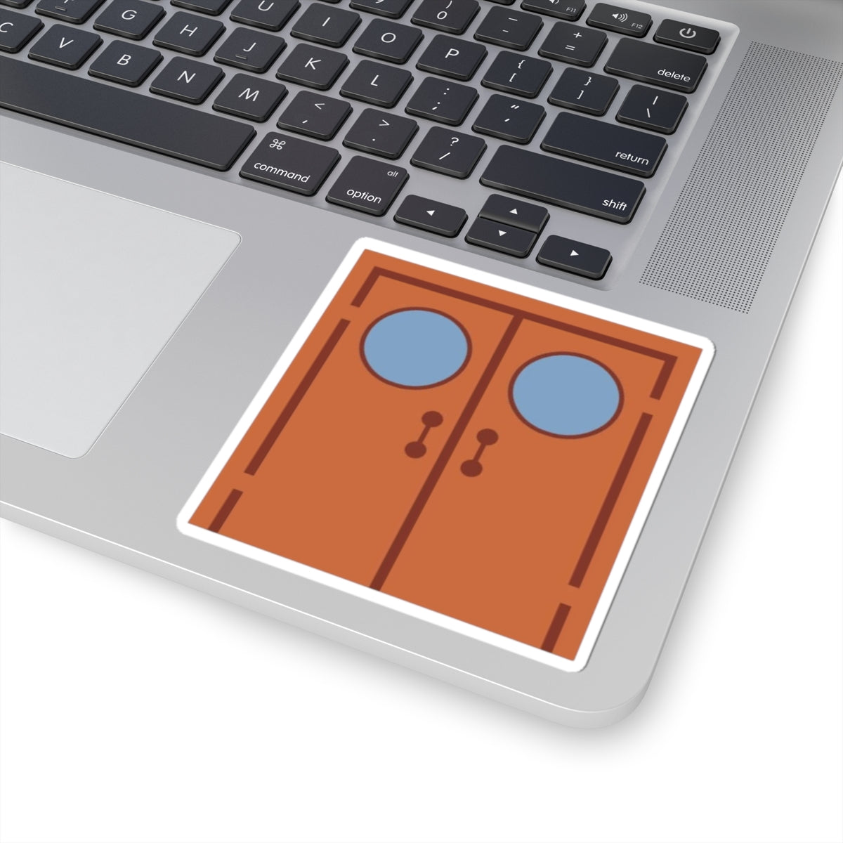 Doorway Graphic Sticker — Retro Double Doors Kiss-Cut Laptop Decal