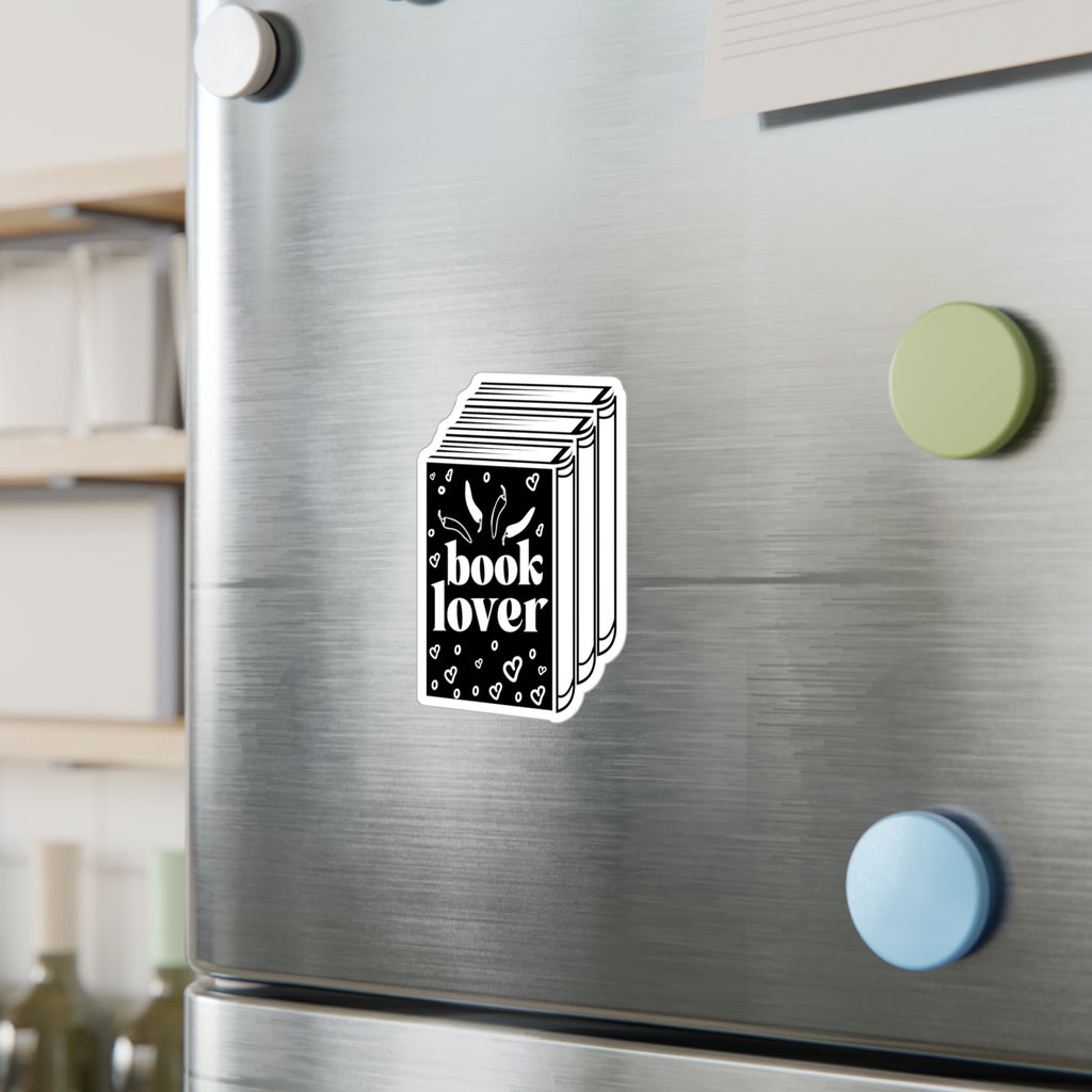 Book Lover Vinyl Sticker — Kiss-Cut Black & White Book Decal