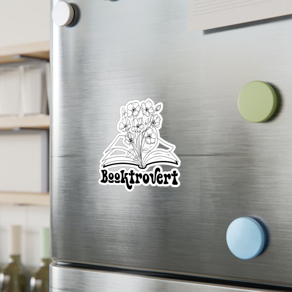 Booktrovert Vinyl Sticker — Floral Open Book Kiss-Cut Decal for Laptops, Water Bottles & Journals