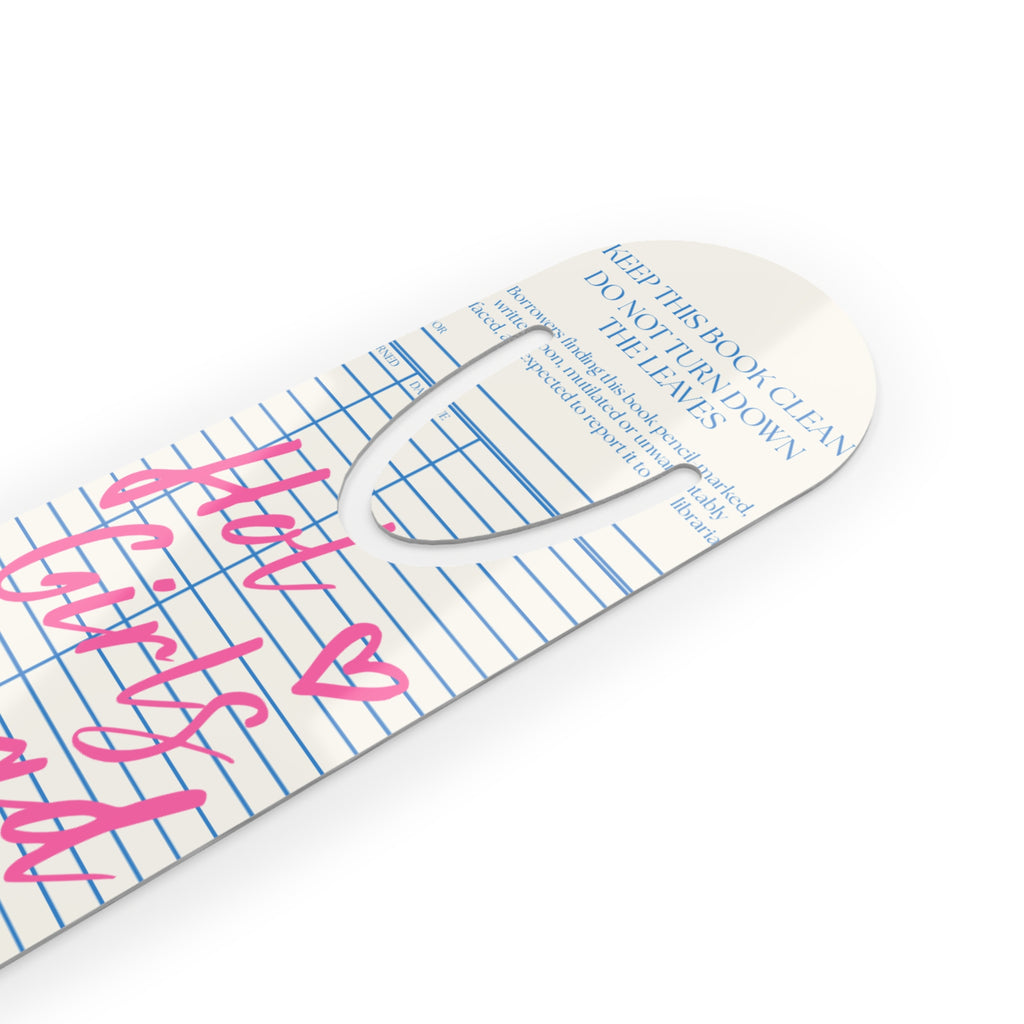 Bookmark - "Hot Girls Read Books" Feminine Literary Bookmark, Pink Script Book Lover Gift