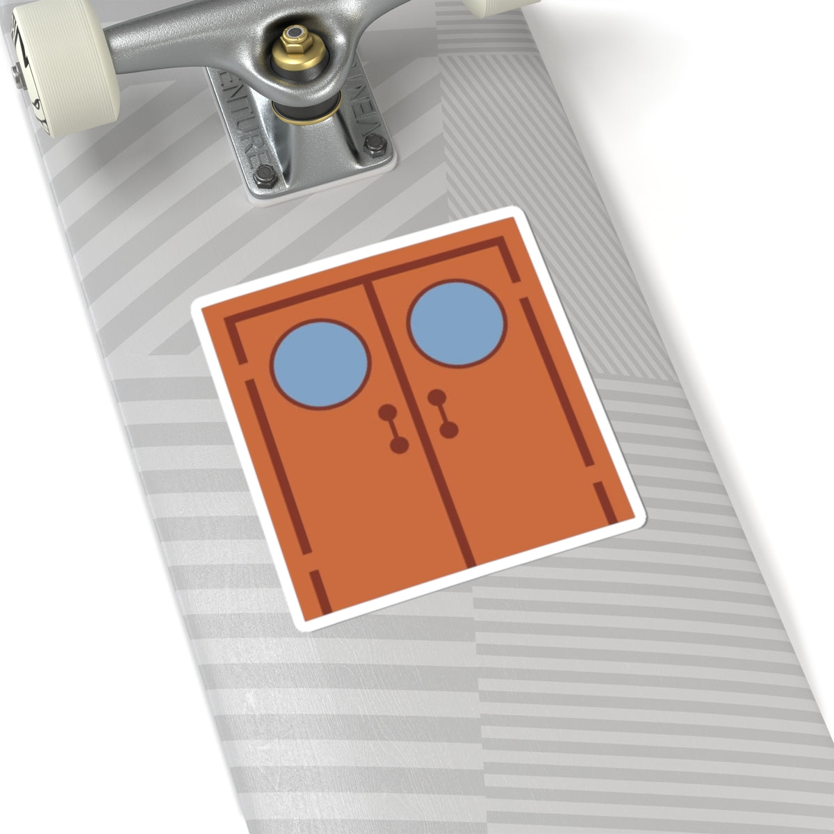 Doorway Graphic Sticker — Retro Double Doors Kiss-Cut Laptop Decal