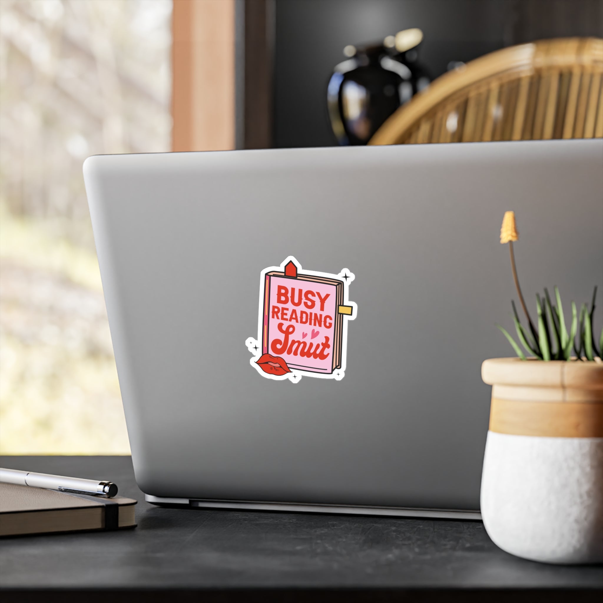 Kiss-Cut Vinyl Sticker — “Busy Reading Smut” Book Lover Decal