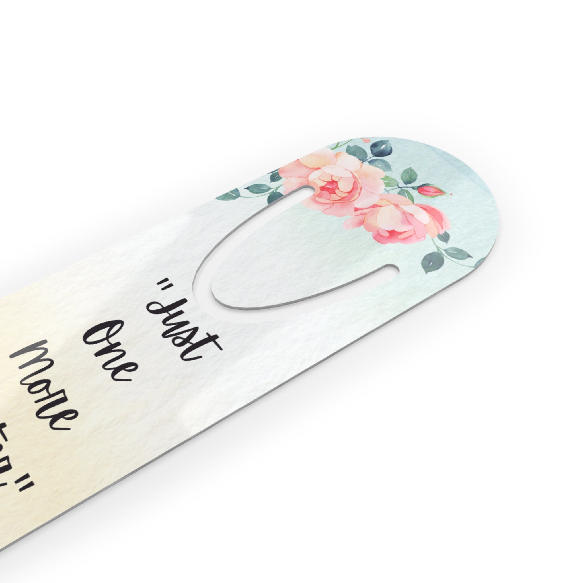 Floral "Just One More Chapter" Metal Bookmark — Pastel Reading Gift