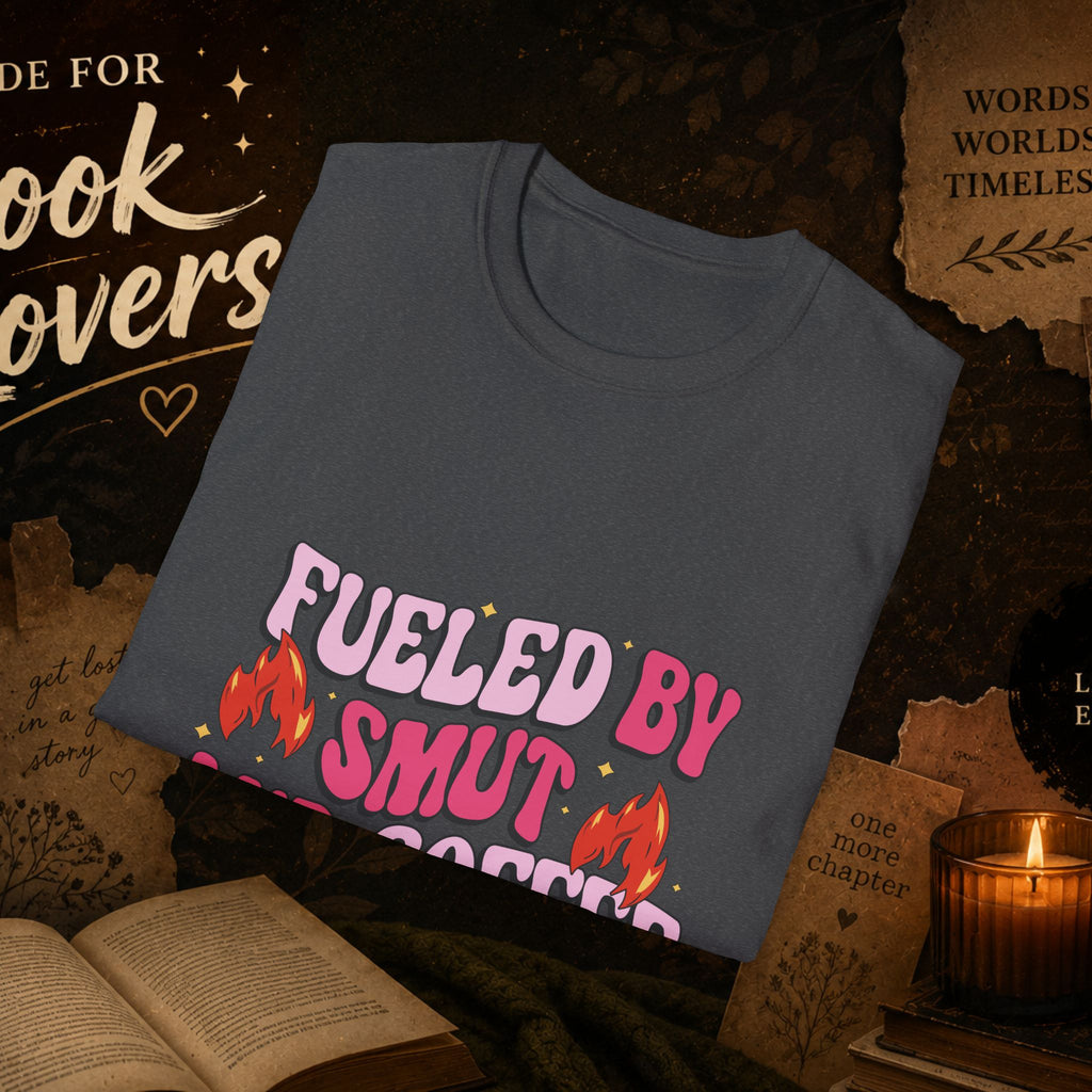 Fueled by Smut and Coffee T-Shirt – Funny Booklover Graphic Tee