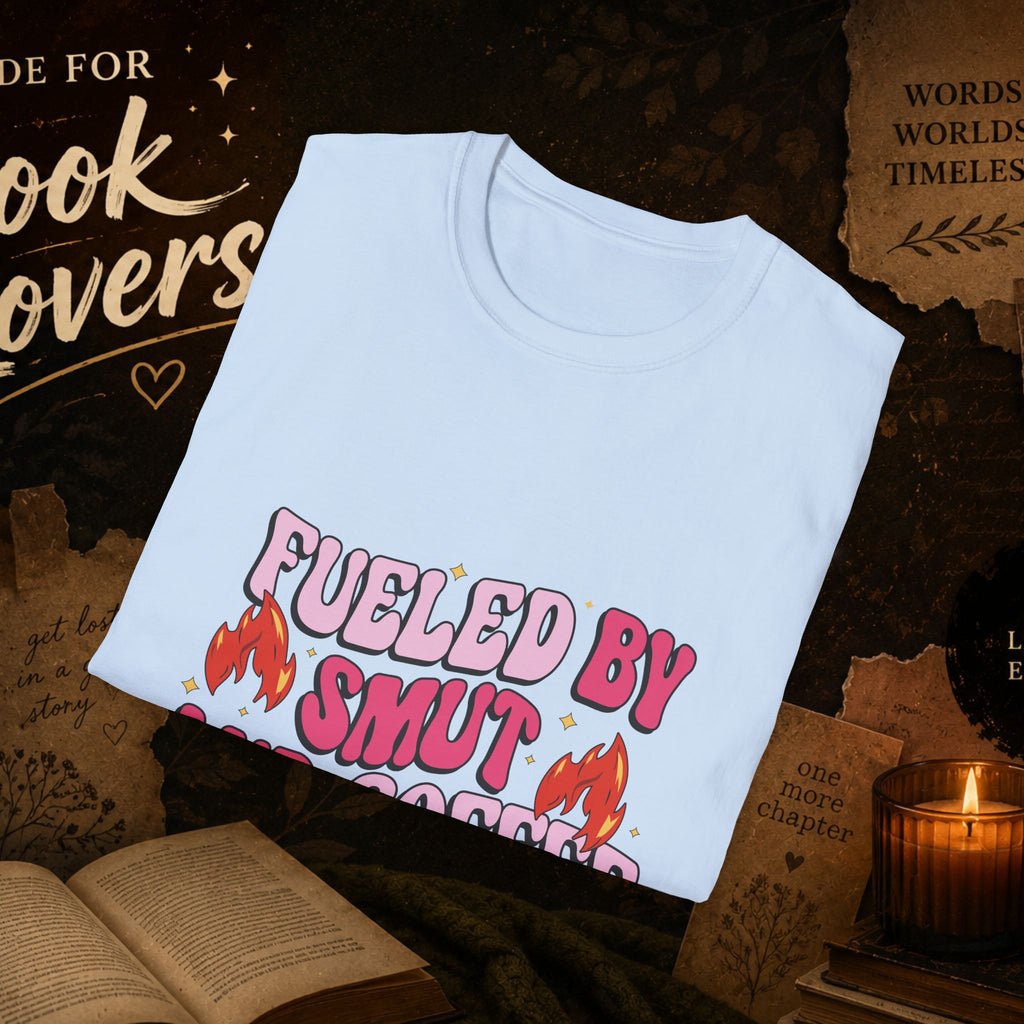 Fueled by Smut and Coffee T-Shirt – Funny Booklover Graphic Tee