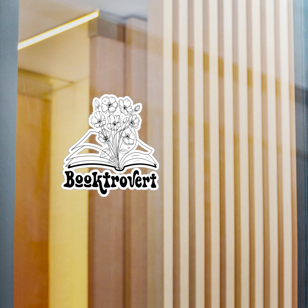 Booktrovert Vinyl Sticker — Floral Open Book Kiss-Cut Decal for Laptops, Water Bottles & Journals