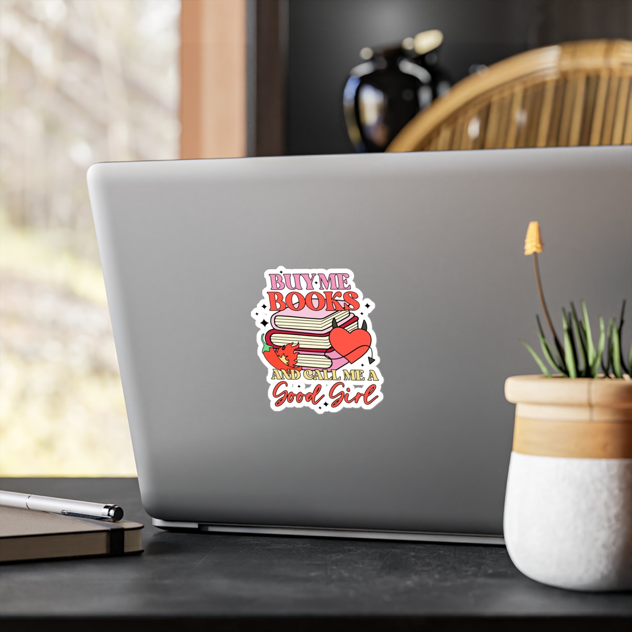 Book Lover Sticker - "Buy Me Books and Call Me a Good Girl" Kiss-Cut Vinyl Decal